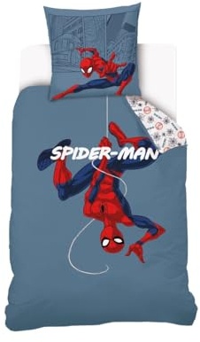 Marvel Spiderman Kids Bedding Single Duvet Cover 140 x 200 cm + 1 Pillowcase 63 x 63 cm – 100% Cotton – Blue