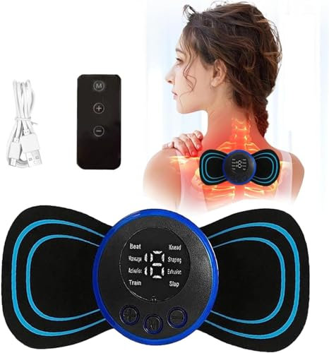 Massaggiatore Cervicale Elettromagnetico - 8 Modalità e 19 Intensità, Mini Dispositivo TENS per Schiena, Portatile
