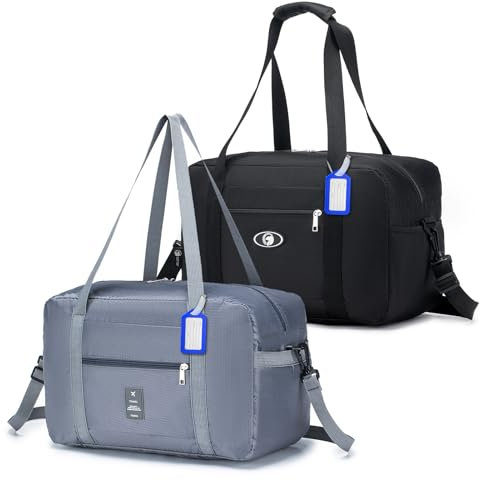 SPAHER 2X Cabin Bag 40x20x25cm Ryanair Foldable Travel Duffle Bag Carry-on Hand Luggage Small Under-seat Cabin Bag Lightweight Holdall Suitcase Handbag