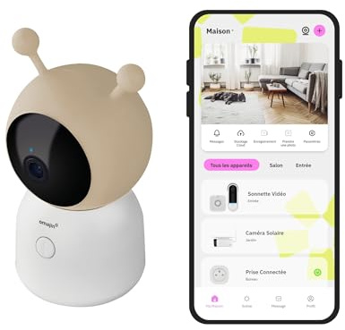 OMAJIN by Netatmo, Smarte Babyphone-Kamera, 2K HD, Nachtsicht, Info bei Weinen, bidirektionales Audio, Schlaflieder u. -melodien, Nachtlicht, Feuchtigkeits- u. Temperatursensor, App-Steuerung, OBC-01