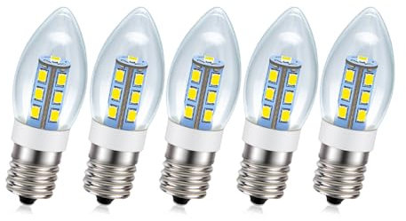 Ruiandsion E17 LED Bureau Lumières 6000K Blanc AC 200-240V 2835 13SMD Chipset C22 Ampoule LED pour lustres de temple Ampoule de frigo Paquet de 5