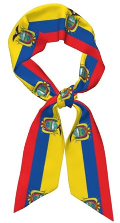 Bufanda de seda para mujer, diseño de bandera de Ecuador, accesorios de moda y versátiles, corbata, accesorios de bolso, accesorios de sombrero, 47 x 3.1 pulgadas, Negro, talla única
