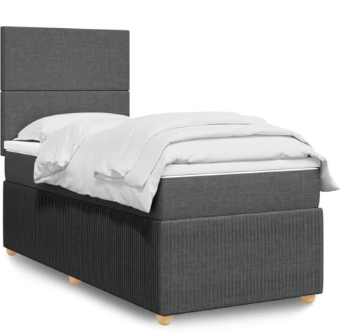 Iiaky Boxspringbett mit Matratze Betten Mit Matratze Schlafzimmer Bett Boxspringbett Mit Matratze Dunkelgrau 80x200 cm Stoff // 3294177