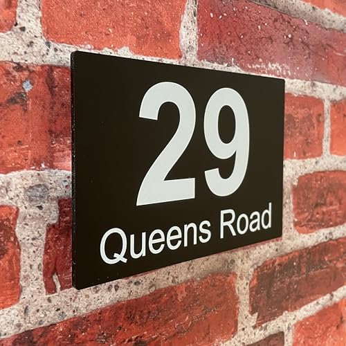 House Numbers Plaques Door Plaques Door Number For Wall House Number For Outside Floating Signs (Black Small 20x13cm & Bold Text)