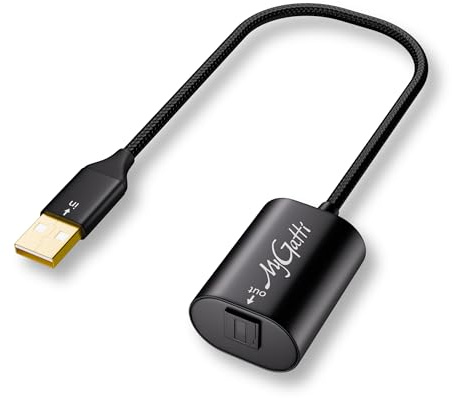 Mygatti 0,2 m USB 2.0 till Toslink optisk ljudkabel, 20 cm USB A-kontakt till S/PDIF digital ljudomvandlare, engångsöverföring, endast kompatibel med PC, bärbar dator, dator, inte för TV