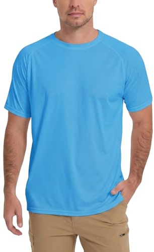 HYCOPROT Maglietta da Uomo con Protezione Solare UPF 50+ Rash Guard a Maniche Corte Maglietta da Nuoto Maglietta da Pesca Leggera ad Asciugatura Rapida Rash Guard Dry Fit Abbigliamento SPF Surf Corsa
