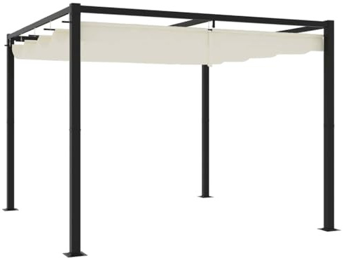 ZIRLANLV Carpa para Fiestas Gazebo, Opcional con/Sin Paredes de Malla - Carpa Pabellón de Acero, Techo Retráctil, Agua/UV- para Jardín, Exterior (300 x 300 cm sin Malla)