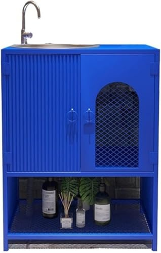 Mueble de tocador con pedestal de baño, lavabo independiente de acero inoxidable, armario de pie de estilo industrial para cocina y bar