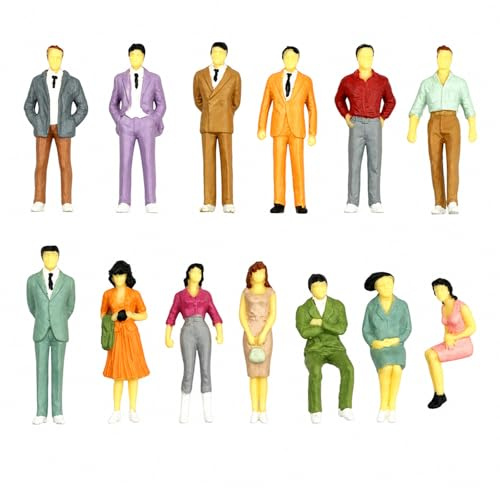 Domefahaso 50Pcs 1:50 Scale Mini Human Figures Model Accessory | Vivid standing sitting figurines, great for railway layout diorama building scene creation