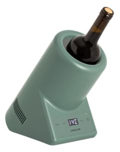 CREATE/BOTTLE COOLER/Enfriador de botellas de vino con temperatura regulable verde sage / Ø9 cm botella, control de temperatura, pantalla LED, termómetro NTC, memoria última temperatura, 87W