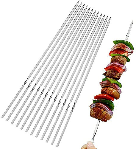 discountoase Barbecue skewers, shashlik skewers, shampura meat skewers, 40 cm, stainless steel 304 (50)
