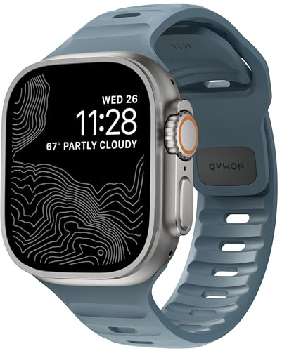 NOMAD Sport Strap V2 Marine Blue | strapazierfähiges Uhrenarmband für die 49mm/45mm/44mm/42mm Versionen der Apple Watch | Blau