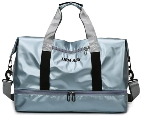 LEcylankEr Bolsa Deporte Grande con Compartimento para Zapatos, Bolsa de Viaje Impermeable para Hombre Mujer, Bolsa Gimnasio con Mojados Compartimento para Entrenamiento Viajes Compras (Azul)