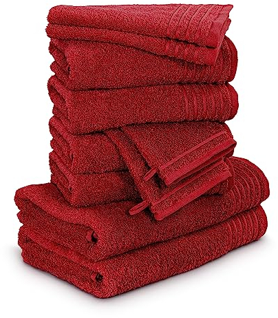 Möve Handtuchset New Classic 10-TLG Handtücher - 2X 20x15 cm + 2X 30x50 cm + 4X 50x100 cm + 2X 67x140 cm, 100% Baumwolle, Ruby