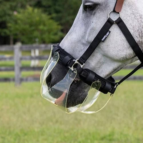 ThinLine Flexible Filly Grazing Muzzle | Lightweight Safe Comfortable Ventilated Equine Slow Feed Halter Mounting Clear Horse Mask, Oversize/Draft, 2.5+ cm Hole