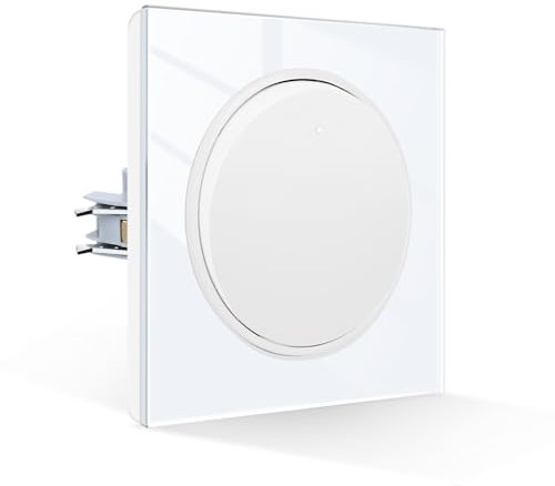 CNBINGO Lichtschalter Unterputz, 1 Fach 1 Weg Kipplichtschalter, Wandschalter mit Glasplatte, Weiß