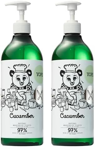 Yope Natural Detergent Washing-Up Liquid | Cucumber | Vegan | Cruelty Free | Paraben & SLS Free | 750 ml (Pack of 2)