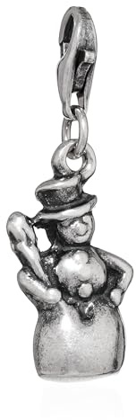 NKlaus jul snögubbe charm-hänge 925 silver antik 26 mm charmarmband 16222, Sterlingsilver