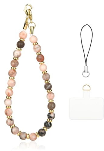 OFFCUP Schlüsselband für das Handgelenk, Perlen Schlüsselbänder Wristlet, Handykette Handyanhänger Keychain Handgelenksband Handschlaufe für Schlüssel Mobile Telefon Kamera -Rosa Zebra