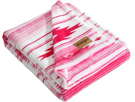 Wrangler - Überwurfdecke, superweiche Premium-Plüsch-Bettwäsche, westliche luxuriöse Bettwäsche, von Yellowstone inspiriert, Öko-Tex Zertifiziert (Coyote Sands Pink, 50 x 60 cm)