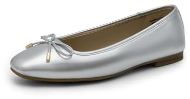 DREAM PAIRS Bailarinas Mujer Zapatos Planos de Ballet para Mujer Comodas con Plantilla Acolchada,Size 37,Plata,DWUMFA2517