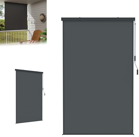 LZQ Vertikal markis 180 x 250 cm – väderbeständig utomhusrullgardin med vev – balkong insynsskydd och solskydd – lämplig för terrass, trädgård och fönster – robust vertikal markis – antracit
