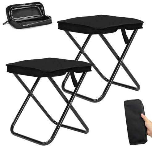 HuaMuDM 2 Stück Camping Hocker Tragbarer Klapphocker,30 cm Mini-Klapphocker,Leicht Sitz Falthocker,Klapphocker aus Aluminium und Textilene,für Reisen Wandern Angeln Grillen Strand (Großformat)