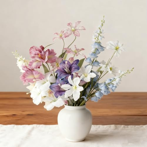 Longzhuo Kunstblumen 9 Stück, künstliche Blumen wie Echt Seidenblumen, Deko Blumen Künstlich für Innen - und Außenbereich für Zuhause, Büro, Küche, Hochzeit, Garten, Festival Dekor