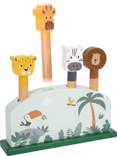 Small Foot Juego de Encaje Animales saltarines Safari” con 4 Figuras, Juguete motriz Desde 3 años, 12758