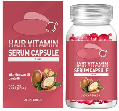 Capsules de sérum vitaminé pour cheveux, soin capillaire sans rinçage pour cheveux secs et indisciplinés (Rouge)