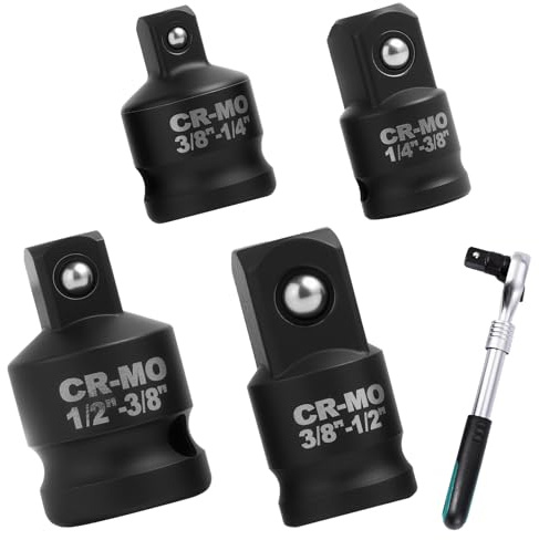 4pcs Set di Adattatori Adattatore per Bussola per Chiavi a Cricchetto, Convertitore Multidimensionale per Automobili e Riparazioni Domestiche, Compatibile con Utensili Elettrici e Manuali (Nero)