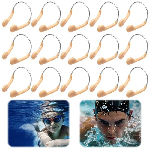 ESYFOR Nuoto Naso Clip Silicone, 15 Pezzi Tappanaso per Piscina Unisex Professionale Comodo Tappi per Naso Impermeabile Tappanaso per Piscina per Protezione Allenamento da Nuoto