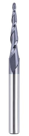 SpeTool Kugelkopffräser Konische Fräser CNC Schaftfräser 2 Flöten 1,0 mm Radius VHM Gravierfräser für Oberfräse 6mm Schaft mit TiAlN Beschichtung für 2D und 3D Gravur