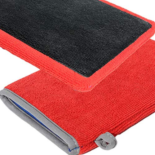 Radami Rot Mikrofaser Handschuh mit Reinigungsknete Heavy, Poliertuch, Auto Lackreiniger