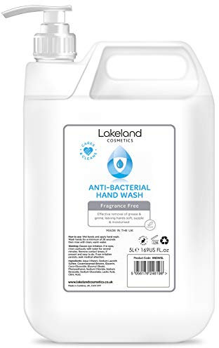 Lakeland Cosmetics antibacterial soap hand wash - 5L Litre with Pump - Vegan anti-bacterial liquid soap hand wash, made in UK (Single)
