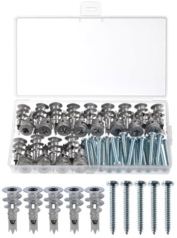 YIXISI Tassello Autofilettante in Metallo per Cartongesso, 25 Viti + 25 Ancoraggi, Fissaggi per Cartongesso Autoperforanti in Metallo