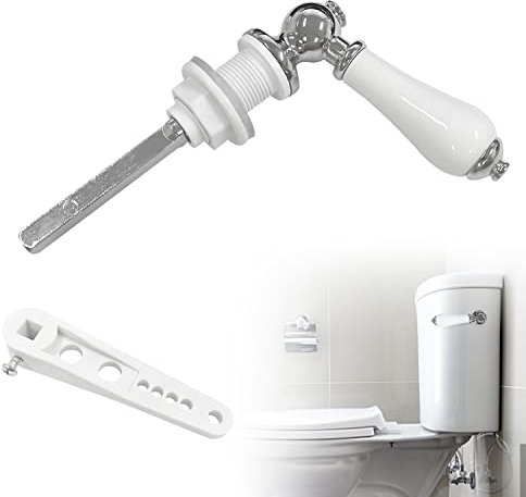 TIANNAIT 1 x Keramik-WC-Spülgriff, WC-Spülkasten-Ersatzgriff, geeignet für die meisten Toiletten, Badezimmerzubehör, weiß, 1.8 cm x 15 cm