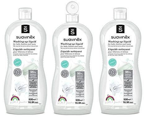 Suavinex, Liquide Vaisselle pour Biberons, Tétines et Accessoires. Liquide Nettoyant pour Biberons. Sans Parfum ni Colorants. Testé Dermatologiquement. 96% d'Ingrédients d'Origine Naturelle. 1500 ml