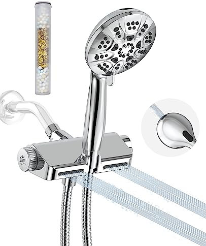JDO Dual Shower Head with Handheld, 4-in-1 High Pressure Shower Head with Filter, SPA System, Massage Spray, Built in Power Wash, 7 Functions Rain Showerhead Combo with 79 Hose