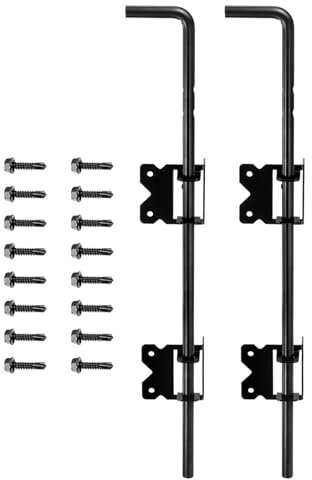 uxcell 24 Cane Bolt Gate Drop Rod, 2pcs Steel Gate Hardware Ground Latch for Wood Fences, Drop Pin for Holding Gate to The Ground, Black