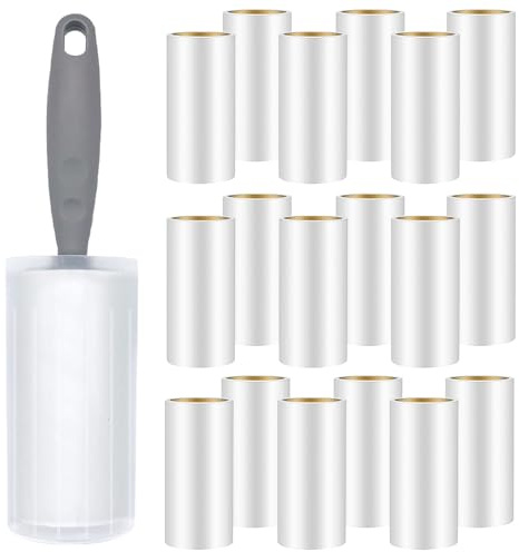 Omtofo 18 Rollos Rodillo Quitapelos Mascotas, 1080 Hojas Rodillo Pelo Mascotas, con asa y Cubierta Antipolvo, Quita pelos Mascotas para Quitar el Polvo y el Cabello, Adhesivo Extra