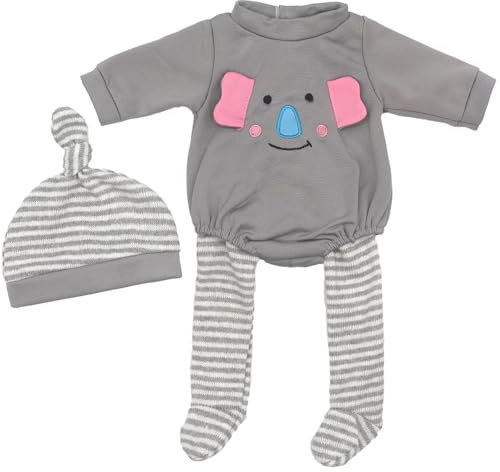 ZWOOS Puppenkleidung 35-43 cm für New Born Baby Puppen, Graues Häschen-Set, Geschenke für Mädchen, Kinder