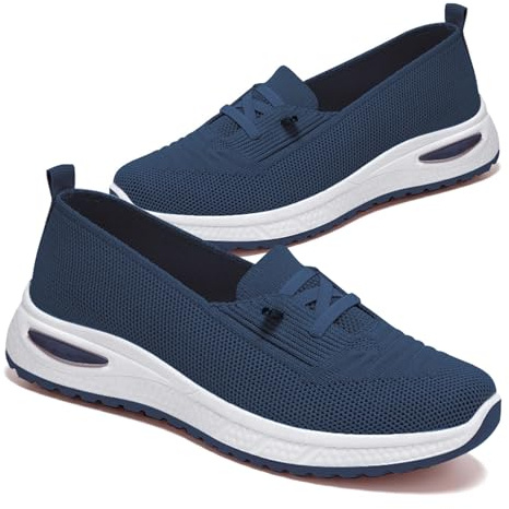 GYCF Scarpe Senza Lacci Ortopediche, Scarpe Estive Donna, Sneaker Ultraleggeri, Scarpe da Passeggio Traspiranti Rete Elastica,Estive Mesh Scarpe Slip On Antiscivolo,Blu,39EU