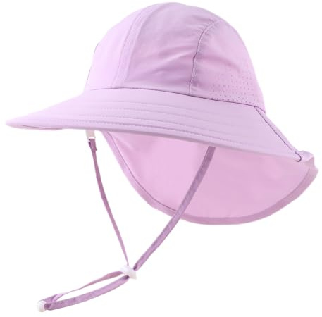 Pesaat Cappello da sole per bambini, con protezione UV, berretto estivo per bambini, con protezione per il collo, per bambini (blu royal, taglia 3-12 mesi (44-48), Lilla, 4-8 anni