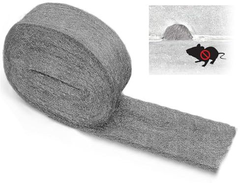 Wire Wool Mice, 1 Pack 0000 Steel Wool Mice Rodent Control Gaps Blocker, Ultrafine Wirewool Mice for Cleaning, Hole Filler Wall for Rats Rodent Control, Kitchen, Garage, Attics, Garden (3m/Roll)