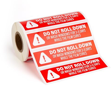 500pcs Do Not Roll Down Window Stickers, Removable Adhesive Warning Labels for Automotive Tint Shops, Vinyl Wrapping, 1 x 4
