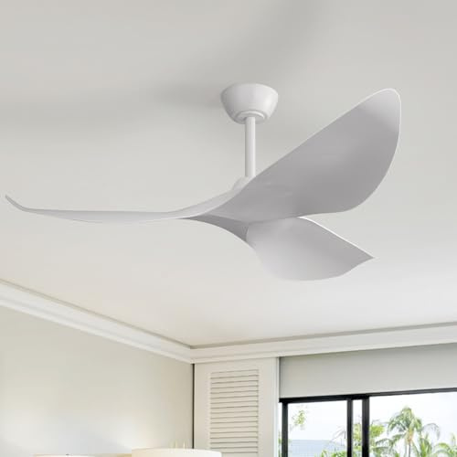 Sofucor Deckenventilator mit Fernbedienung, 132cm Deckenventilator für Schlafzimmer, 3 Flügeln, 6 Geschwindigkeiten, Timer, DC Motor, Sommer-Winterbetrieb, Leise Deckenventilator für Wohnzimmer