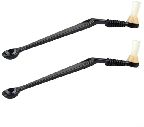 2 spazzole per la pulizia del caffè con cucchiaio per macchine da espresso, macinini e montalatte (bianco)