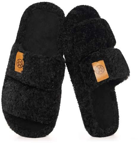 Dokela Pantofole Peluche Ciabatte Donna da casa Invernali Memory Foam Comode Moda Antiscivolo Slippers, Nero, 35/36 EU, Tag 36/37