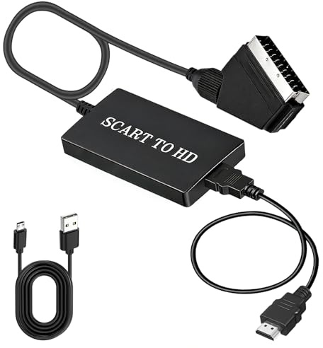 Auravale Adattatore Scart a HDMI con Cavi Full HD 1080P per HDTV Monitor